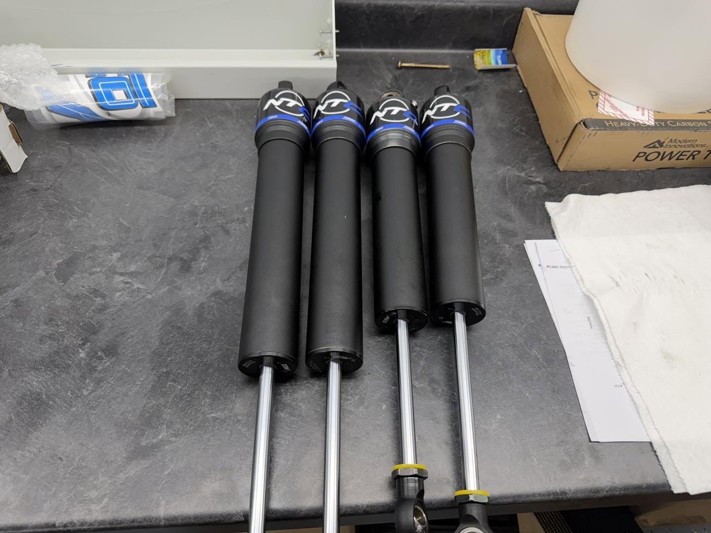 Completed NTC racing shocks ready to return to the customer