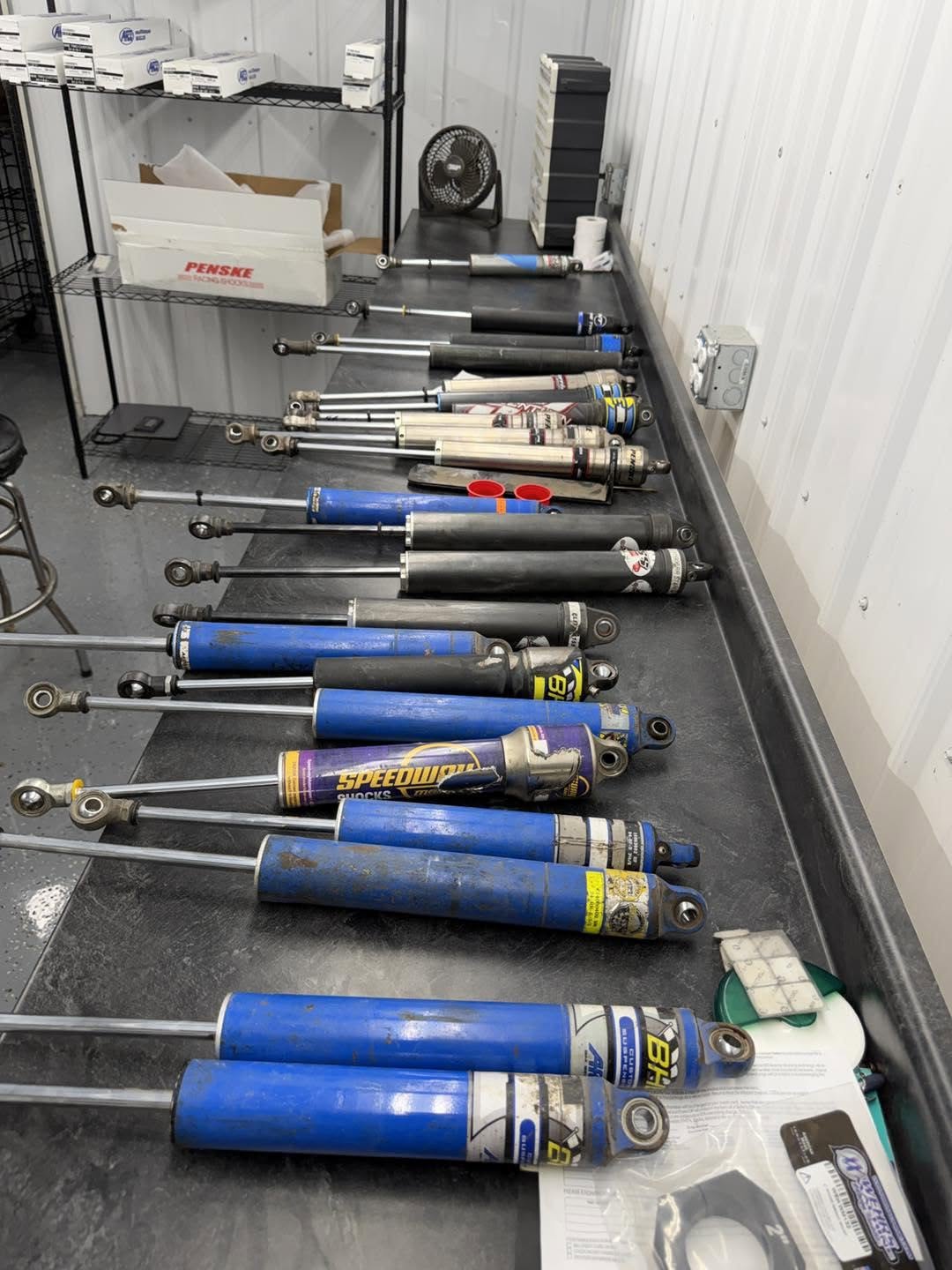Racing shocks arriving at NTC for service